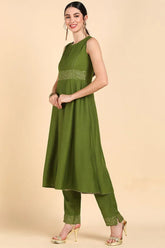 Poly Silk Solid Kurta Trousers With-PKSKD1413